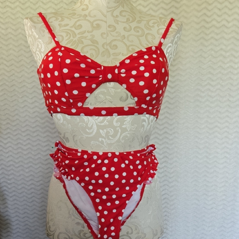 Red Polka Dot Bikini Set